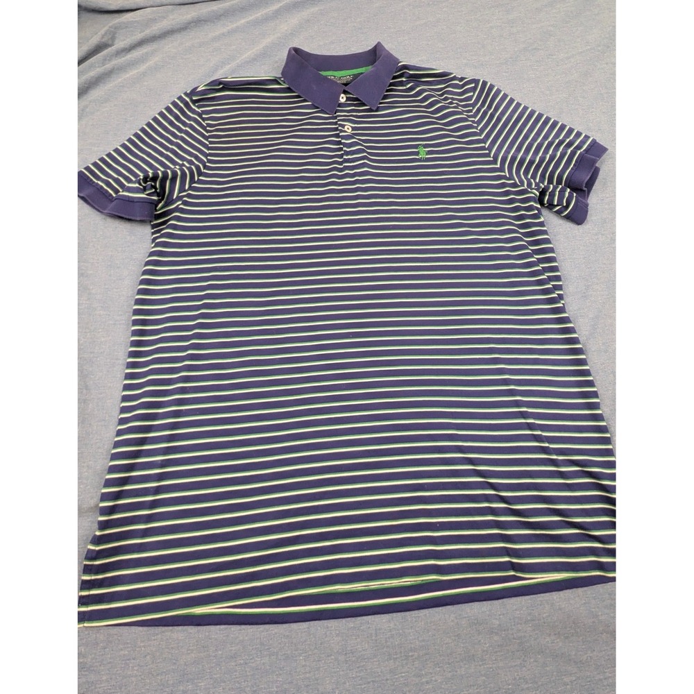 Polo Golf Ralph Lauren Mens Pro Fit Pima Cotton Striped Polo Shirt Navy Green L